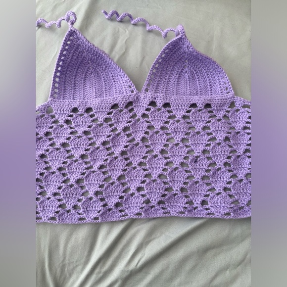 Handmade crochet heart 💜 halter neck top - Picture 4 of 8